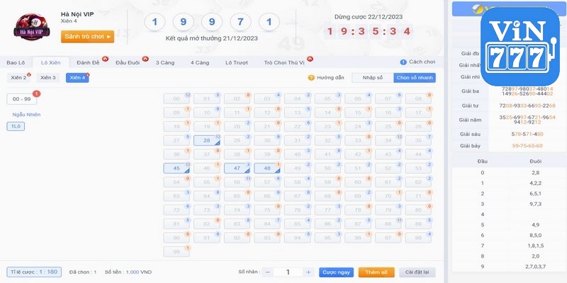 cách chơi xổ số hà nội vip tại vin777